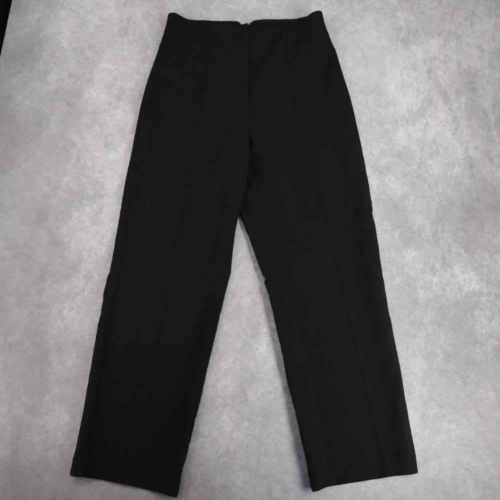 ZARA Pants Straight Leg Trouser Black High Waisted Seam Front Size M